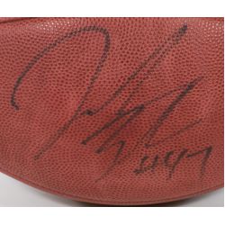 Super Bowl XXXVII Autographed Football by John Lynch (Tampa Bay Buccaneers) with Glass and Mahogany Case