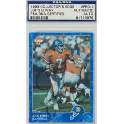 1993 Signed John Elway Collectors Edge Football Card - PSA Graded #PRO.1 Authentic
