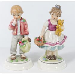 Goebel Blumenkinder Lore 241 "Boy with Teddy Bear" & 242 "Girl with Teddy Bear" both TMK4