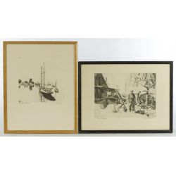 Lionel Barrymore "Quiet Waters" & "Point Magu" Reproduction Etchings (2pcs)