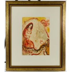 Marc Chagall (1887-1985) "Rachel Steals her Fathers Graven Images" Color Lithograph