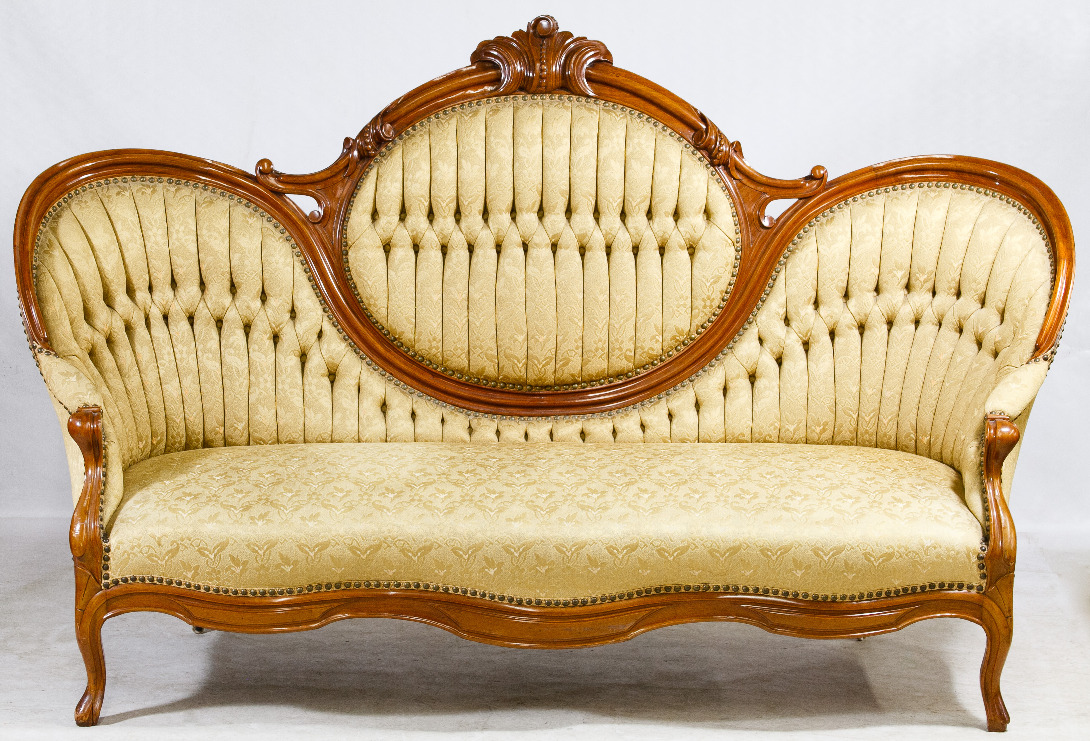 Victorian Mahogany Cameo Parlor Sofa
