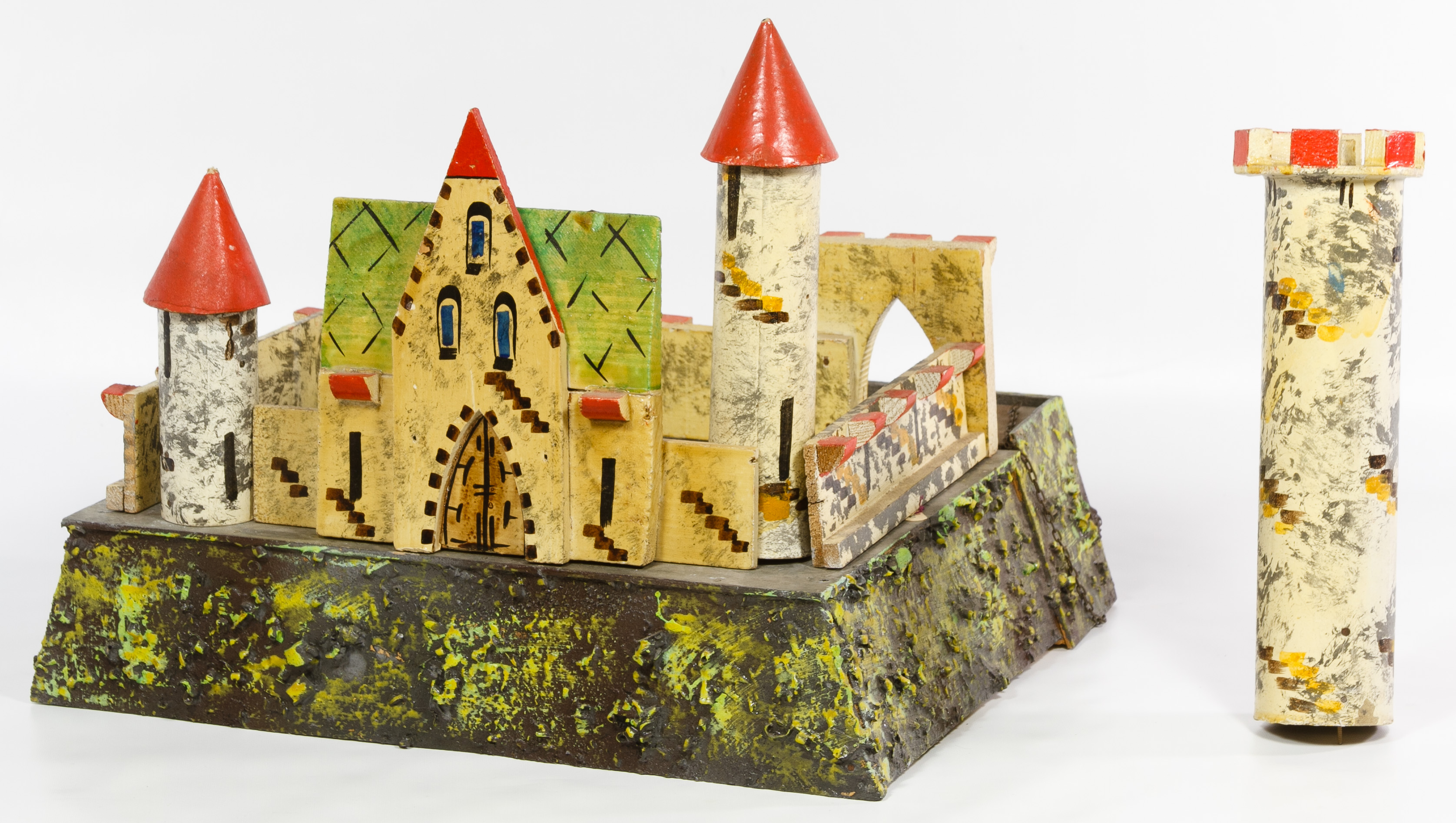 Painted Wood Toy Castle