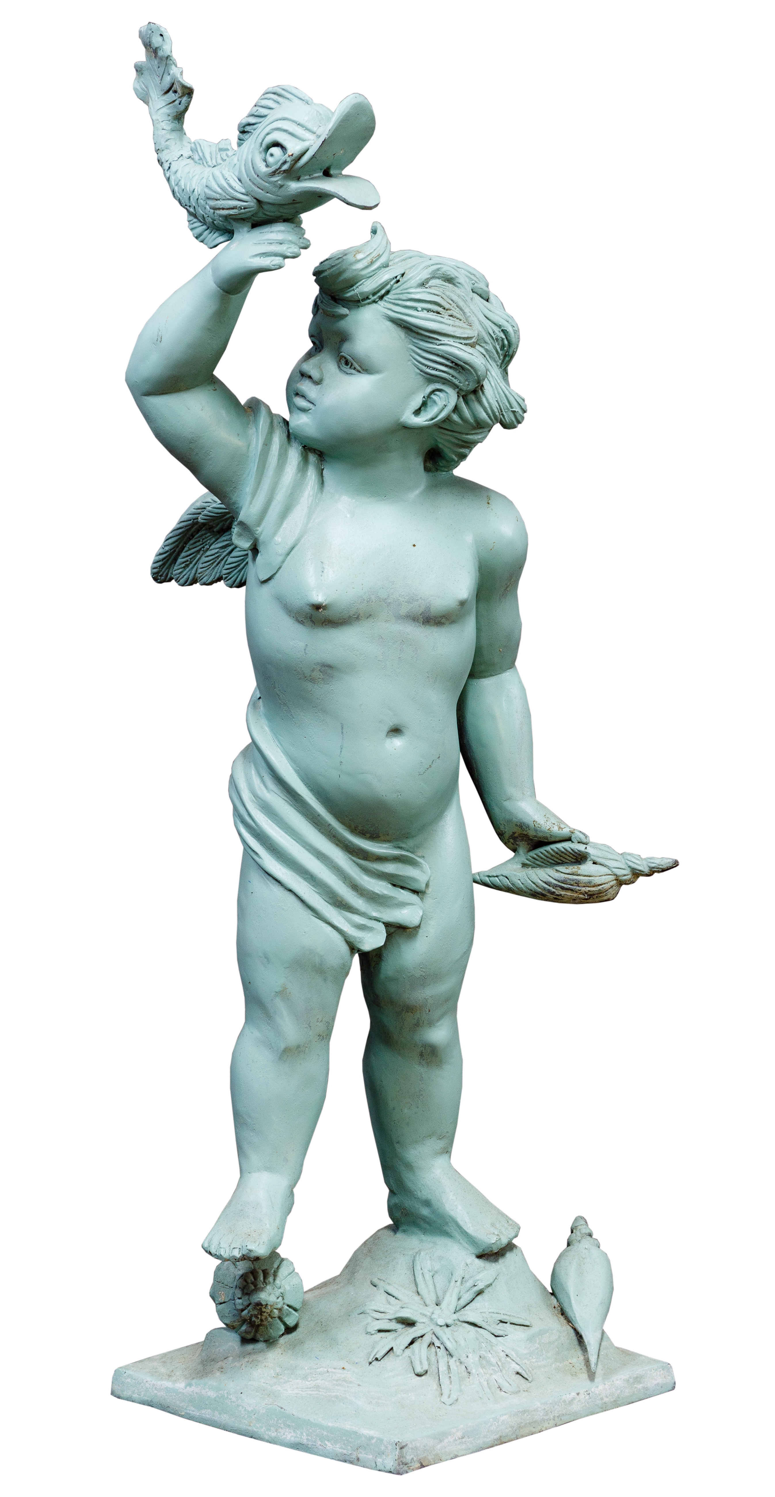 Cast Metal Cherub Fountain Statue