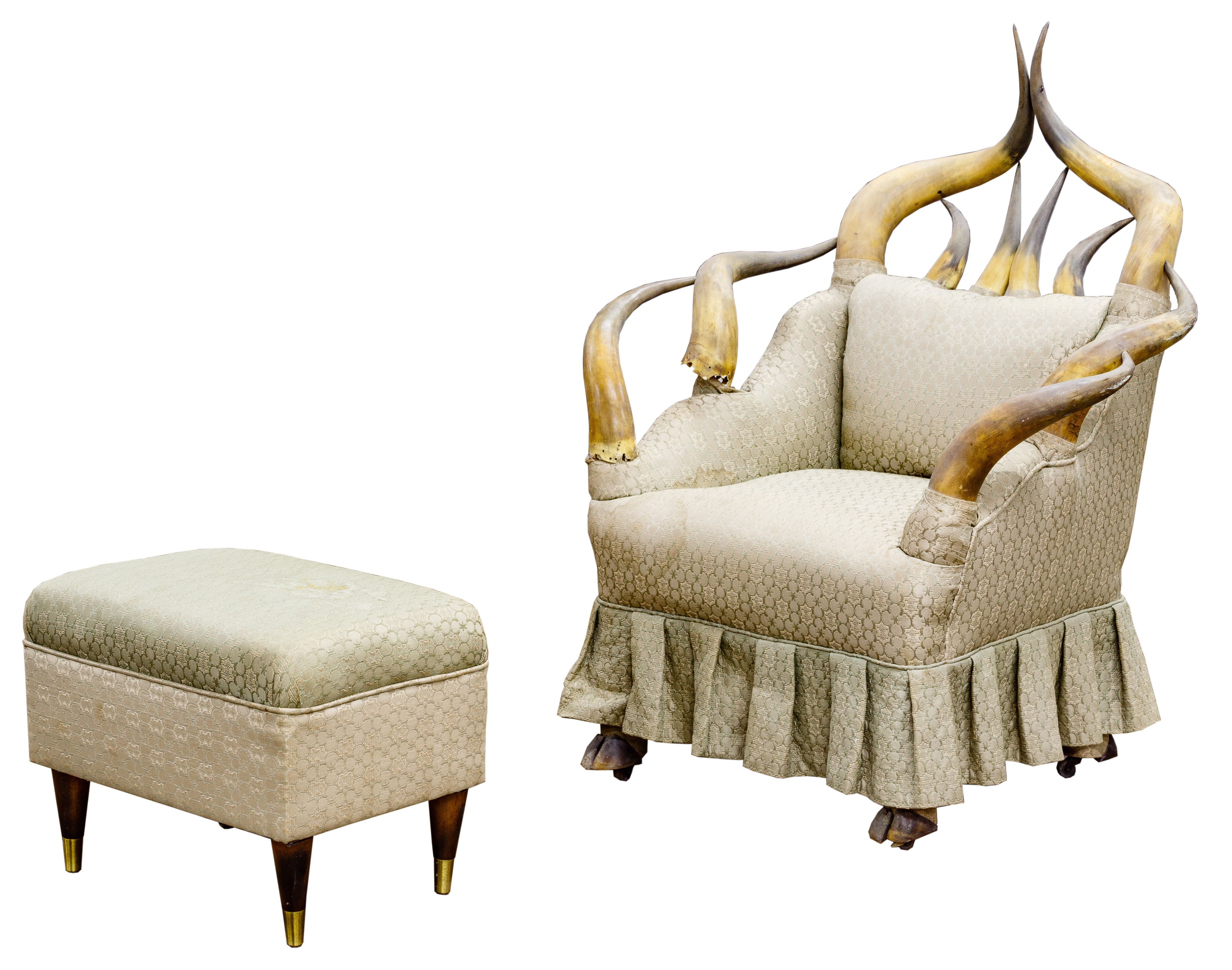 Victorian Style Steer Horn Chair And Ottoman Jun 23 2019 Leonard Auction Inc In Il