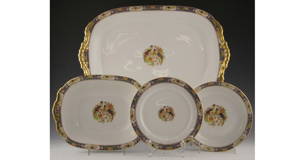 Lot 183 Vignaud Loesers Birds Limoges China 26pcs Leonard Auction Sale 65