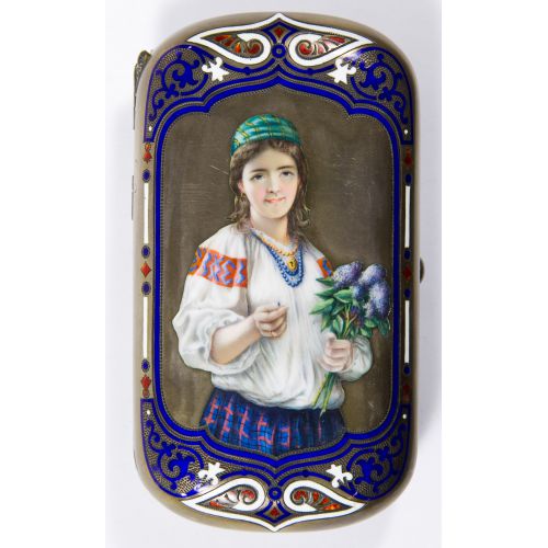 Russian Sterling Silver (.916) and Enamel Cigarette Case