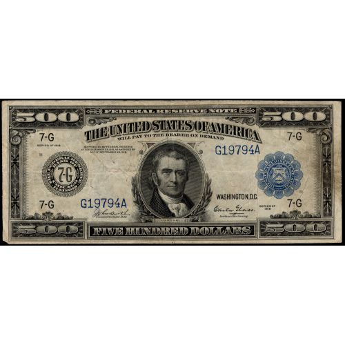 1918 $500 Large Federal Reserve Note